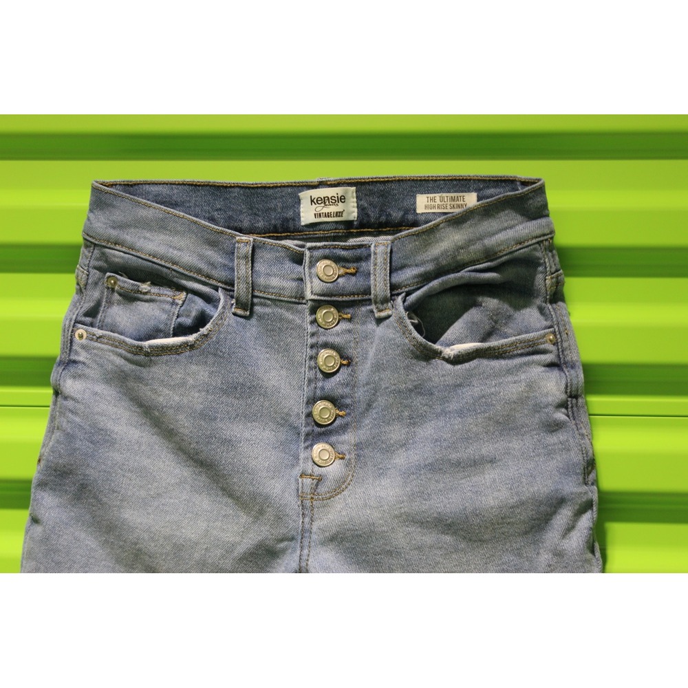 Kensie Jeans Vintage Luxe The Ultimate High Rise Skinny Button Fly Blue 4/27 - Picture 3 of 11